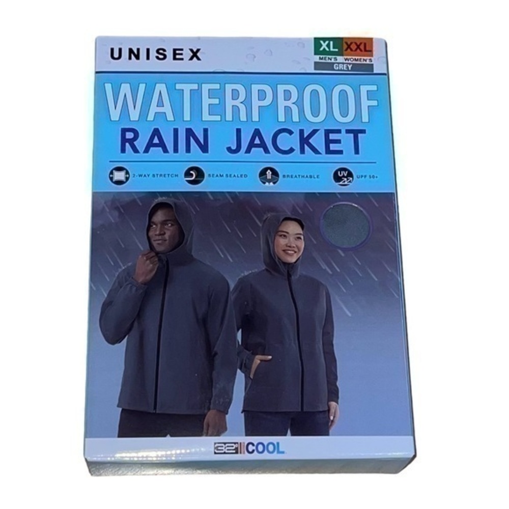 32 Degrees Unisex Rain Jacket- Color Gray - Unisex Size XL Men/ Size XXL Women